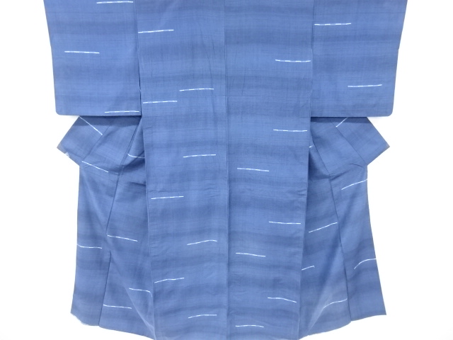 アンティーク　横段織り出し手織り紬単衣着物